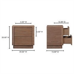 Rex Modern Classic Brown Walnut Nightstand|