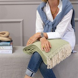 Billie Modern Classic Sage Cotton Throw Blanket|