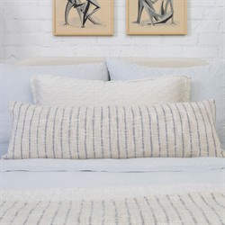 Jojo Coastal Beach Blue Cotton Striped Lumbar Pillow - 14x40|