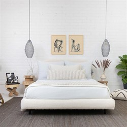 Jojo Coastal Beach Blue Cotton Striped Lumbar Pillow - 14x40|