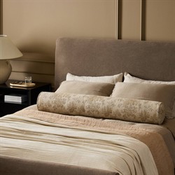 Elisha Updated Traditional Natural Damask Bolster Pillow - 8x48|