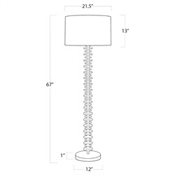 Fishbone Coastal Beach Whitewash Birch Wood Column Floor Lamp|