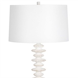 Fishbone Coastal Beach Whitewash Birch Wood Buffet Table Lamp|