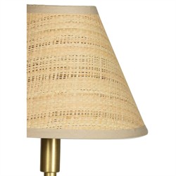 Polly Coastal Beach Rattan Shade Natural Brass Double Arm Table Lamp|