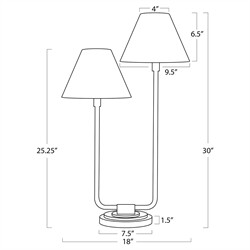 Polly Coastal Beach Rattan Shade Natural Brass Double Arm Table Lamp|