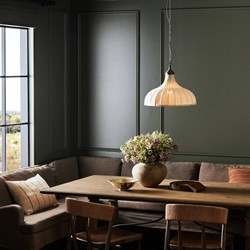 Maison Updated Traditional Bronze Iron Linen Bell Pendant|