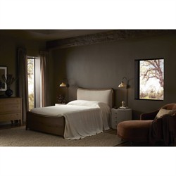 Ansel Updated Traditional Bronze Iron Linen Bell Armed Sconce|