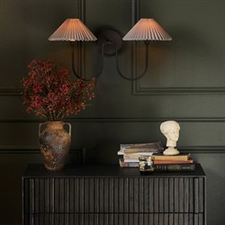 Lisette French Country Bronze Iron Pleated Double Armed Sconce|
