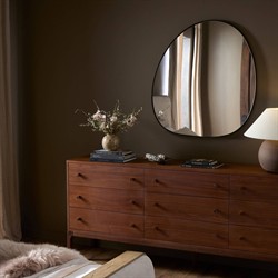 Brentwood Modern Classic Dark Grey Iron Oval Wall Mirror|