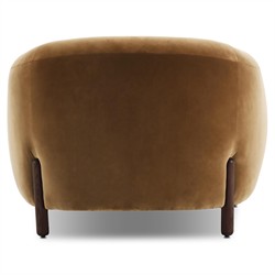 Riley Mid Century Modern Brown Velvet Performance Barrel Chair|