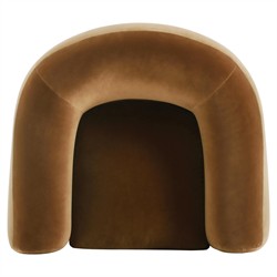 Riley Mid Century Modern Brown Velvet Performance Barrel Chair|