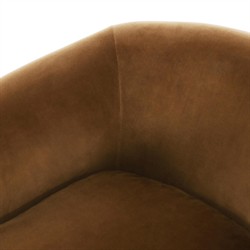 Riley Mid Century Modern Brown Velvet Performance Barrel Chair|