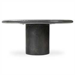 Sage Modern Classic Black Textured Concrete Round Outdoor Coffee Table|