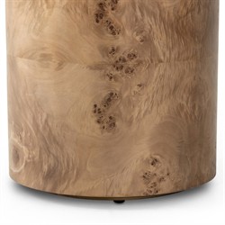 Syra Modern Classic Caramel Burl Wood Drum End Table|
