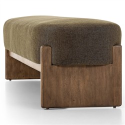 Leith Modern Classic Olive Performance Brown Wood Bedroom Bench|