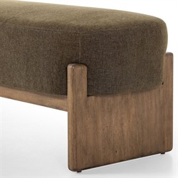 Leith Modern Classic Olive Performance Brown Wood Bedroom Bench|