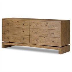 Rayan Rustic Lodge Natural Brown Reclaimed Wood Double Dresser|