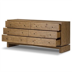 Rayan Rustic Lodge Natural Brown Reclaimed Wood Double Dresser|