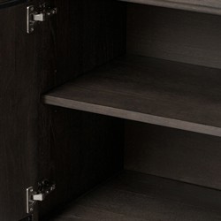 Slade Rustic Lodge Black Oak Wood Media Cabinet - 94"|