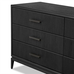 Rosal Modern Classic Black Oak Woven Rush Double Dresser|