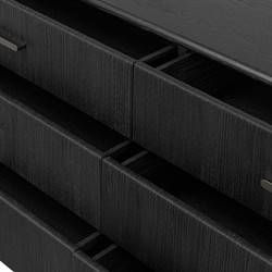 Rosal Modern Classic Black Oak Woven Rush Double Dresser|