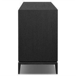 Rosal Modern Classic Black Oak Woven Rush Double Dresser|