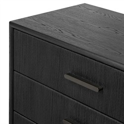 Rosal Modern Classic Black Oak Woven Rush Double Dresser|
