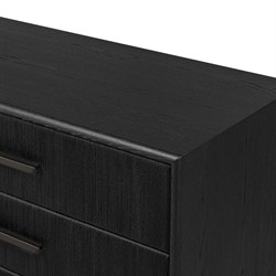 Rosal Modern Classic Black Oak Woven Rush Double Dresser|