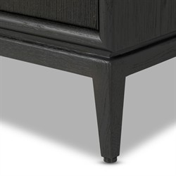 Rosal Modern Classic Black Oak Woven Rush Nightstand|