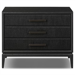 Rosal Modern Classic Black Oak Woven Rush Nightstand|