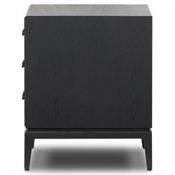 Rosal Modern Classic Black Oak Woven Rush Nightstand|