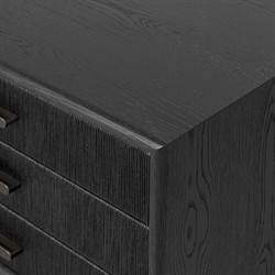 Rosal Modern Classic Black Oak Woven Rush Nightstand|