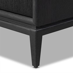 Rosal Modern Classic Black Oak Woven Rush Nightstand|