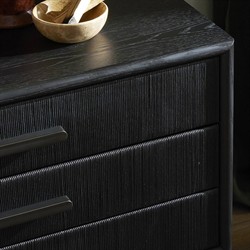 Rosal Modern Classic Black Oak Woven Rush Nightstand|