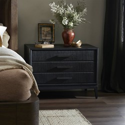 Rosal Modern Classic Black Oak Woven Rush Nightstand|