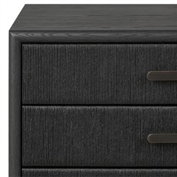 Rosal Modern Classic Black Oak Woven Rush Nightstand|