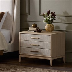 Rosal Modern Classic Light Oak Natural Woven Rush Nightstand|
