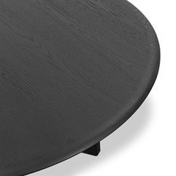 Rosal Modern Classic Black Oak Woven Rush Round Coffee Table|