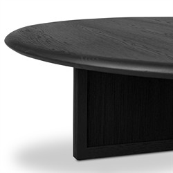 Rosal Modern Classic Black Oak Woven Rush Round Coffee Table|