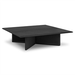 Rosal Modern Classic Black Oak Woven Rush Square Coffee Table|