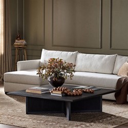 Rosal Modern Classic Black Oak Woven Rush Square Coffee Table|