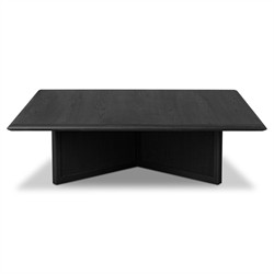 Rosal Modern Classic Black Oak Woven Rush Square Coffee Table|