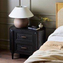 Ivan Modern Classic Matte Black Oak Nightstand|