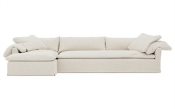 Donato Heathered Ivory Performance Slipcovered Chaise Sectional - Left Chaise - 139&quot;|