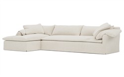 Donato Heathered Ivory Performance Slipcovered Chaise Sectional - Left Chaise - 139&quot;|
