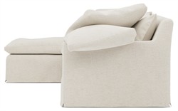 Donato Heathered Ivory Performance Slipcovered Chaise Sectional - Left Chaise - 139&quot;|