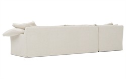 Donato Heathered Ivory Performance Slipcovered Chaise Sectional - Left Chaise - 139&quot;|