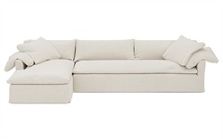 Donato Heathered Ivory Performance Slipcovered Chaise Sectional - Left Chaise - 139&quot;|