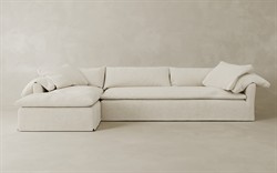 Donato Heathered Ivory Performance Slipcovered Chaise Sectional - Left Chaise - 139&quot;|