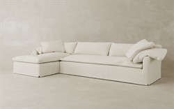 Donato Heathered Ivory Performance Slipcovered Chaise Sectional - Left Chaise - 139&quot;|